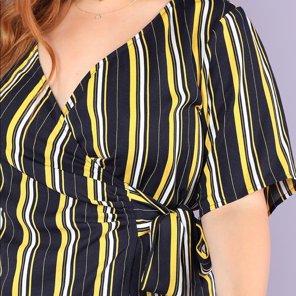 NEW•1X-3X•Cici Striped Tie Waist Top - Picture 5 of 7